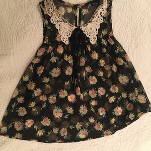 Black sheer floral blouse